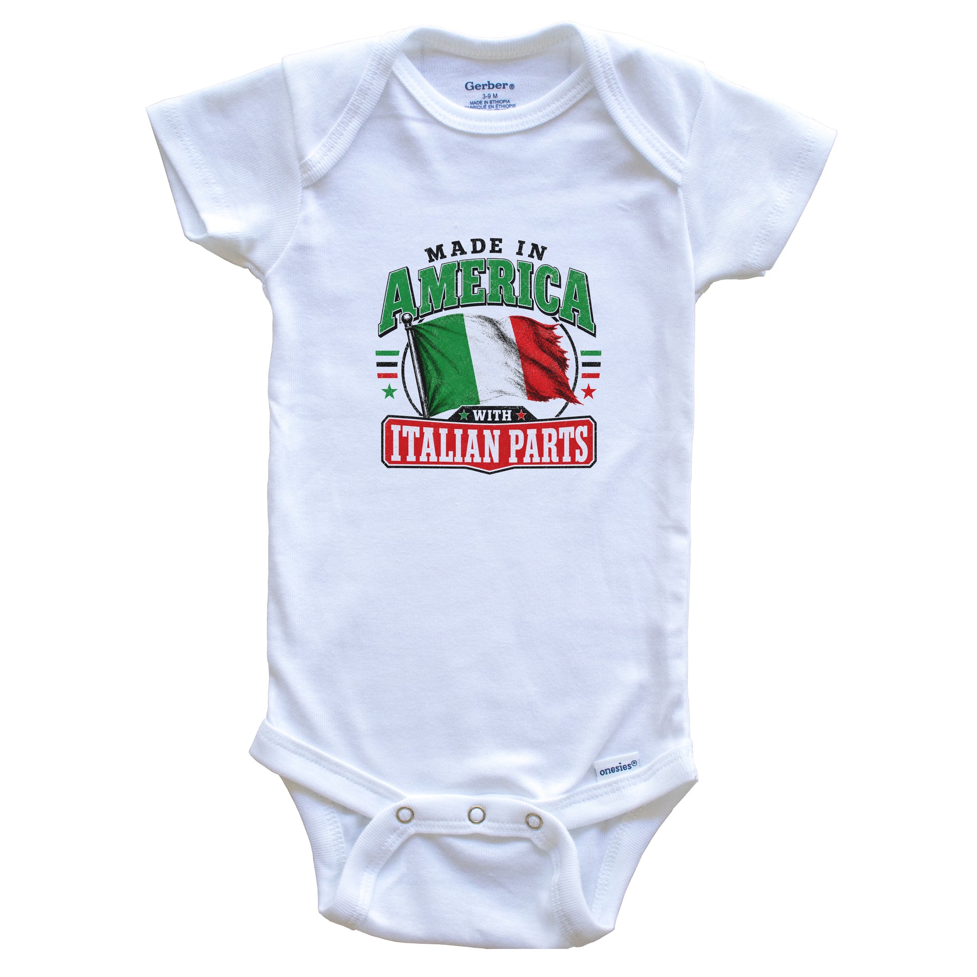 Made In America With Italian Parts Italy Flag Baby Bodysuit