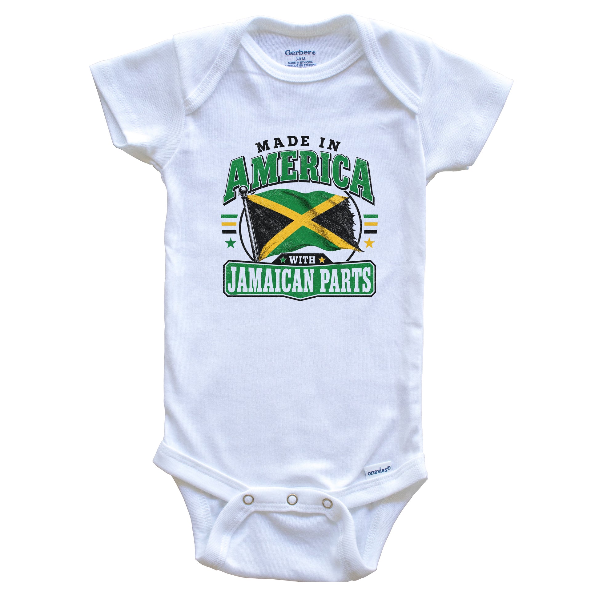 Made In America With Jamaican Parts Jamaica Flag Baby Bodysuit