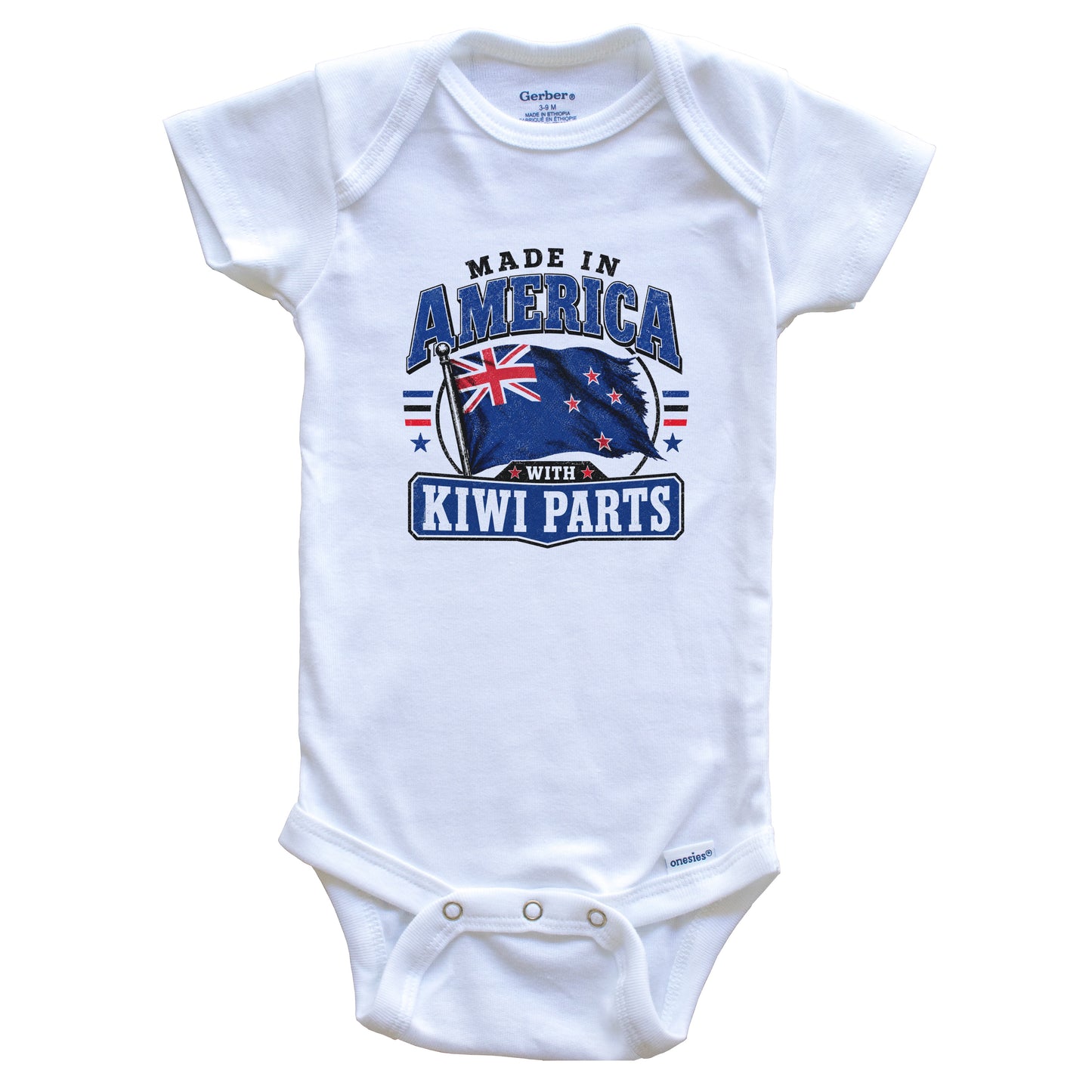 Made In America With Kiwi Parts New Zealand Flag Baby Bodysuit