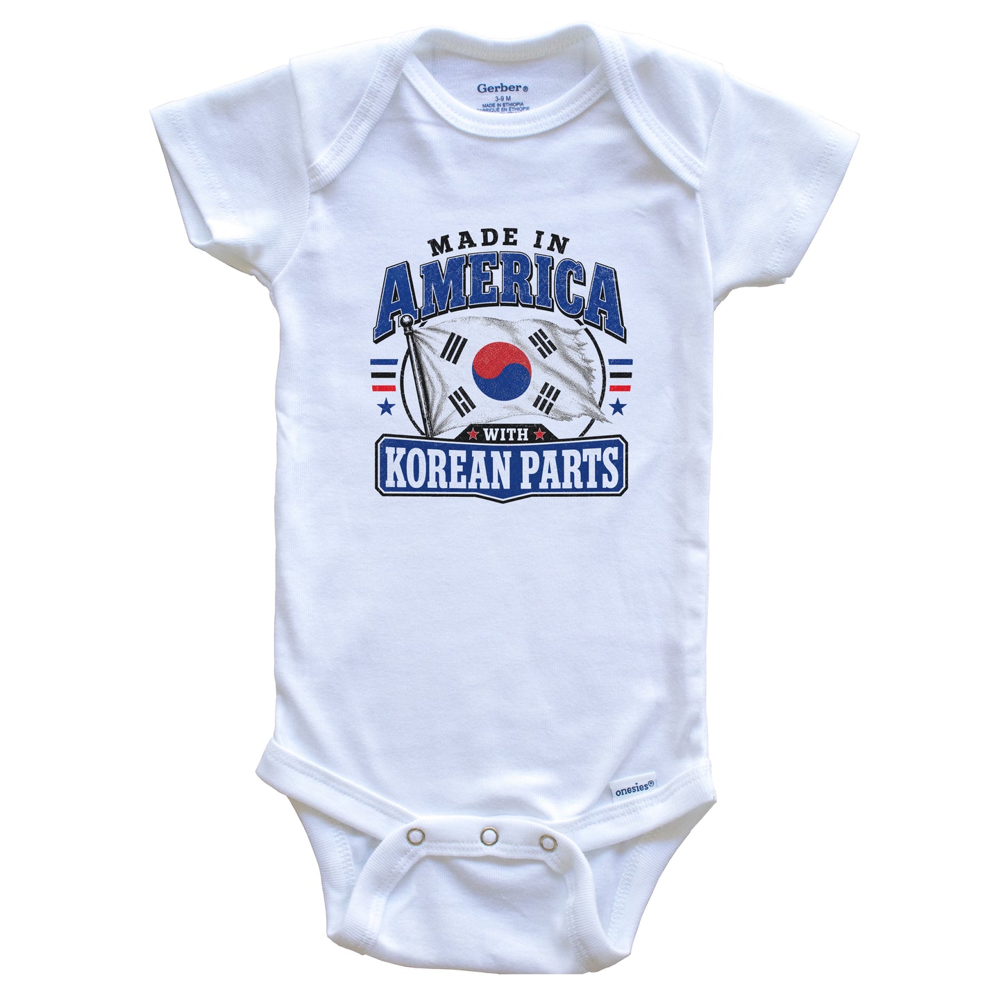 Made In America With Korean Parts South Korea Flag Baby Bodysuit