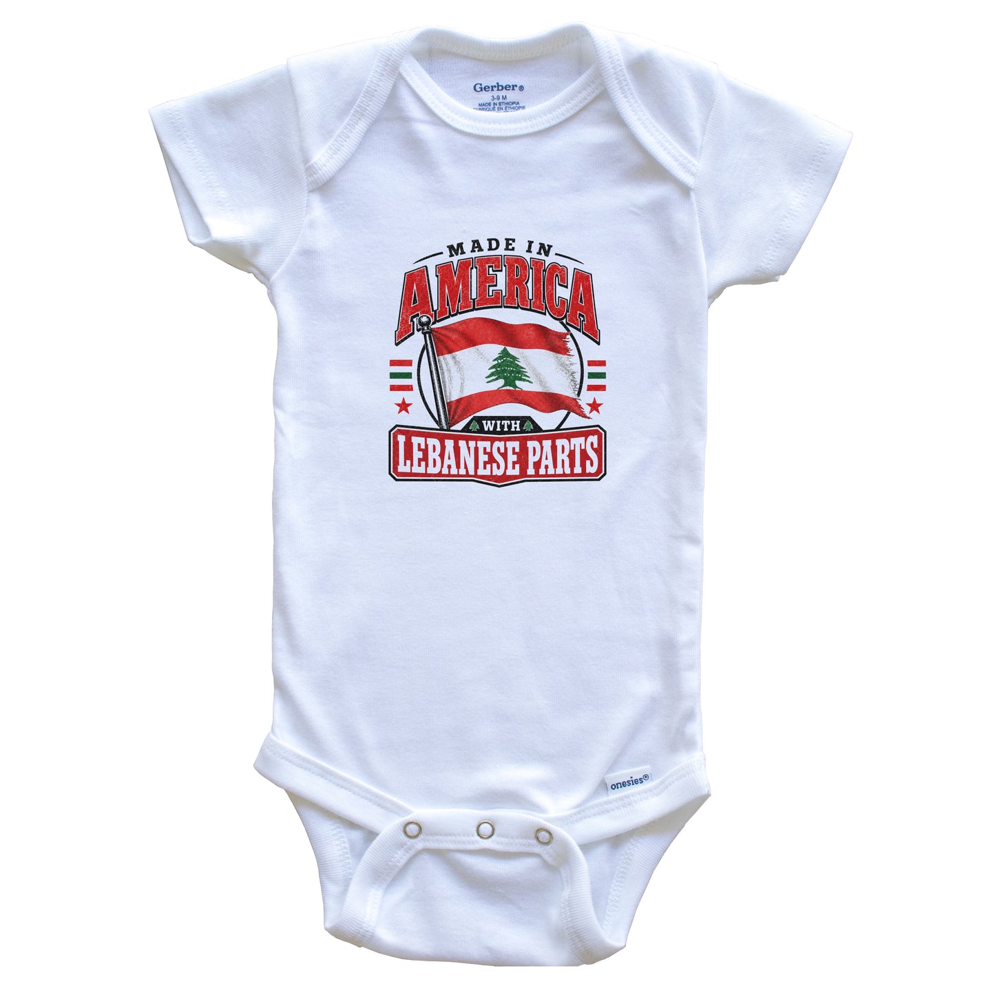 Made In America With Lebanese Parts Lebanon Flag Baby Bodysuit