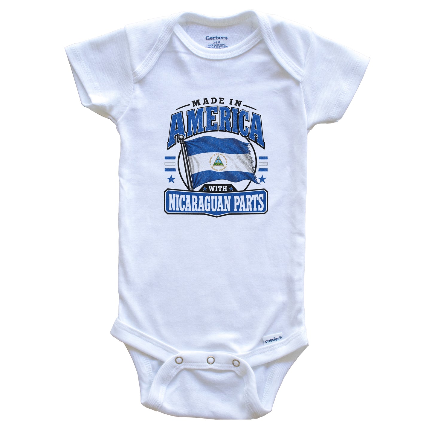 Made In America With Nicaraguan Parts Nicaragua Flag Baby Bodysuit