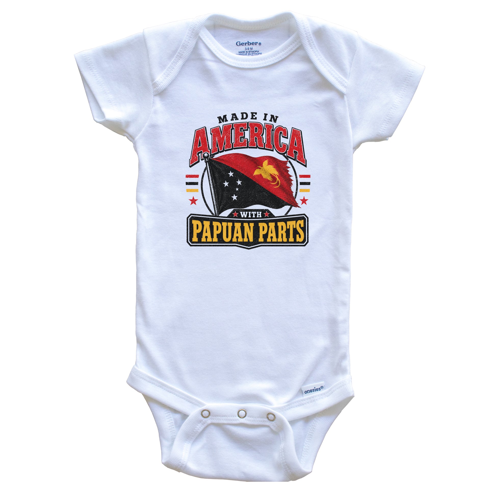 Made In America With Papuan Parts Papua New Guinea Flag Baby Bodysuit