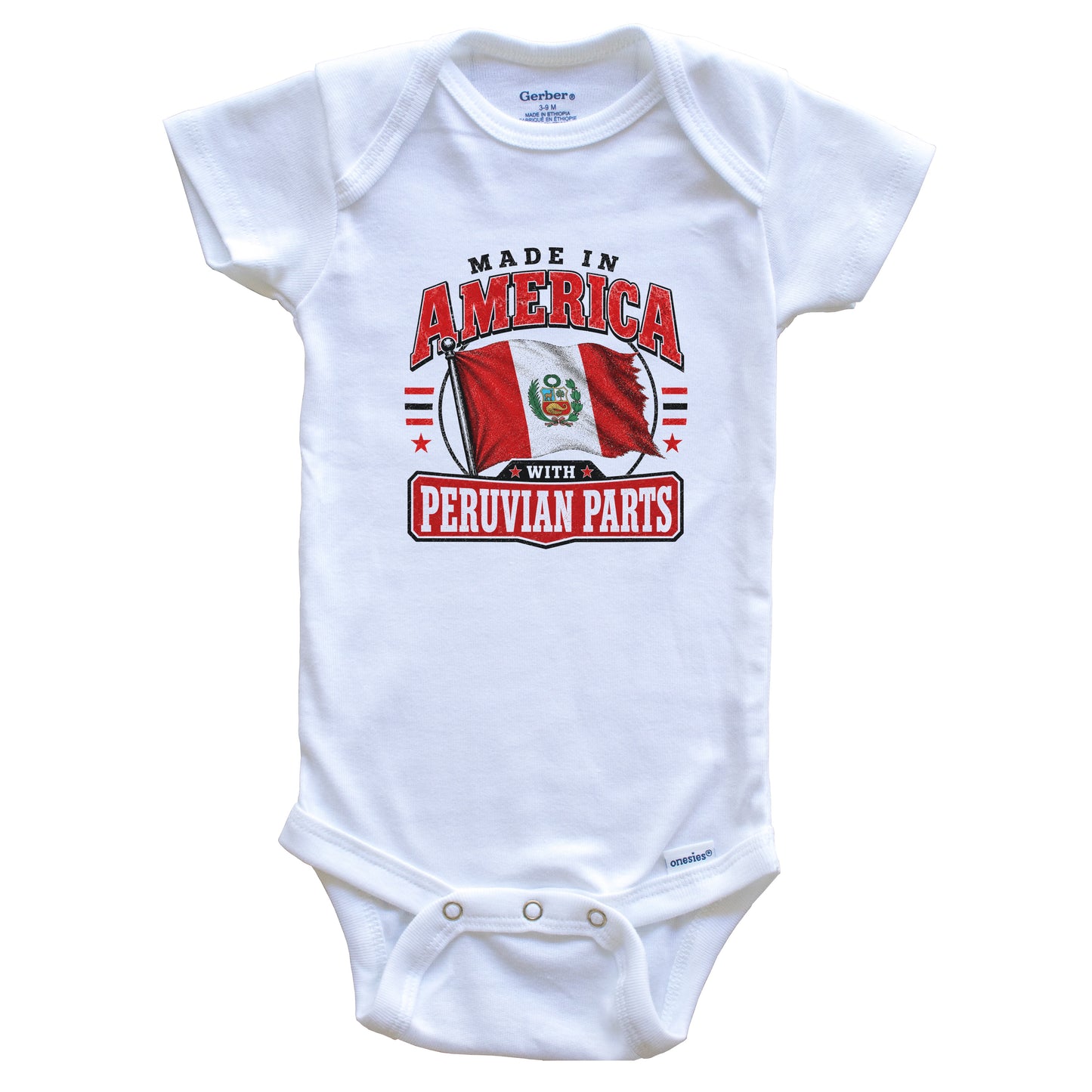 Made In America With Peruvian Parts Peru Flag Baby Bodysuit