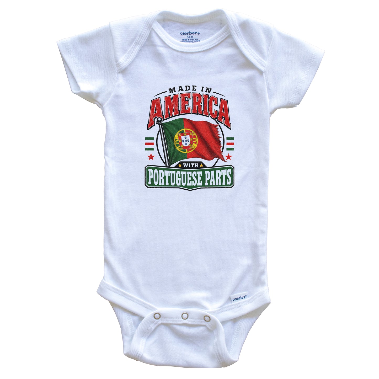 Made In America With Portuguese Parts Portugal Flag Baby Bodysuit