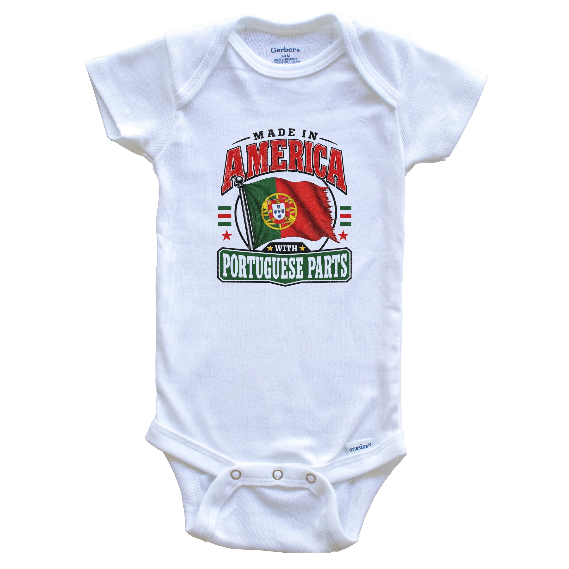 Made In America With Portuguese Parts Portugal Flag Baby Bodysuit