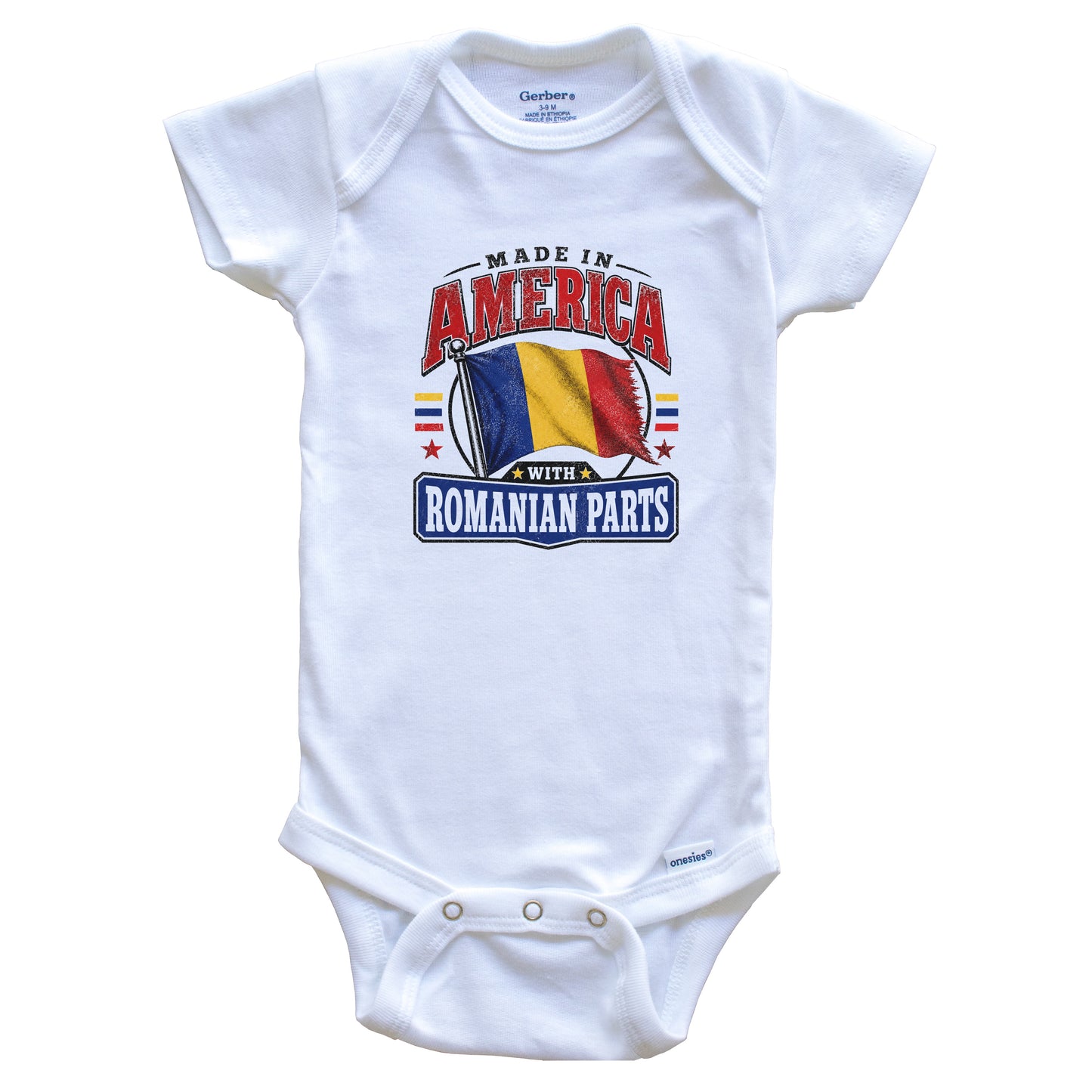 Made In America With Romanian Parts Romania Flag Baby Bodysuit