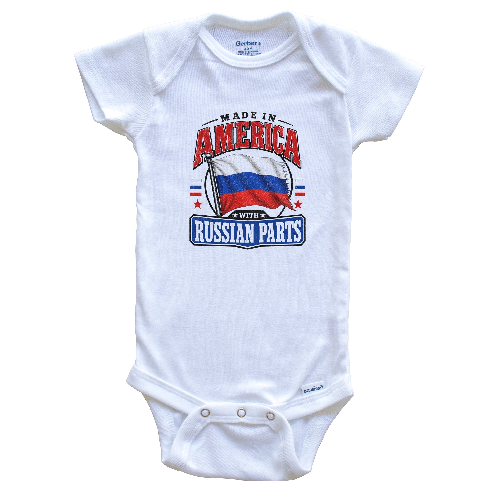 Made In America With Russian Parts Russia Flag Baby Bodysuit