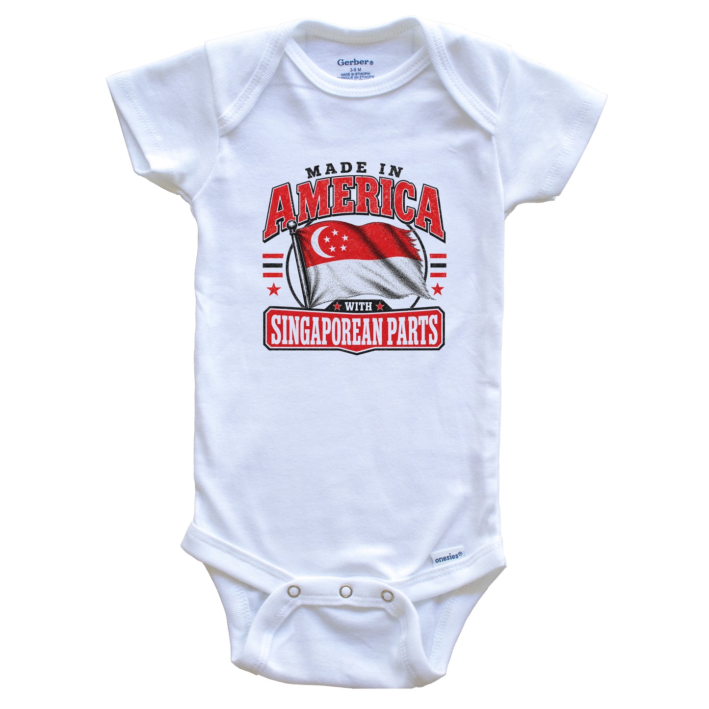 Made In America With Singaporean Parts Singapore Flag Baby Bodysuit
