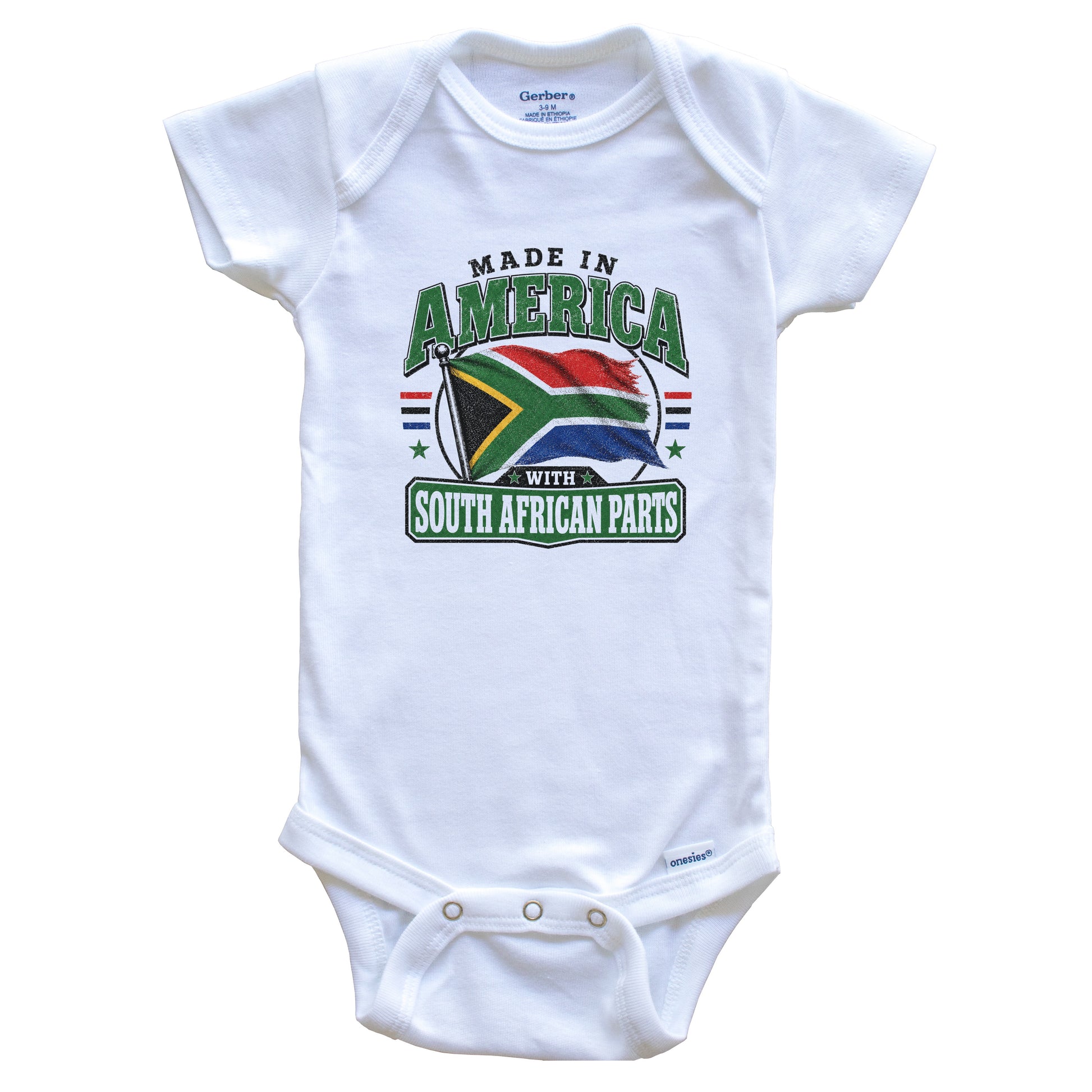Made In America With South African Parts South Africa Flag Baby Bodysuit