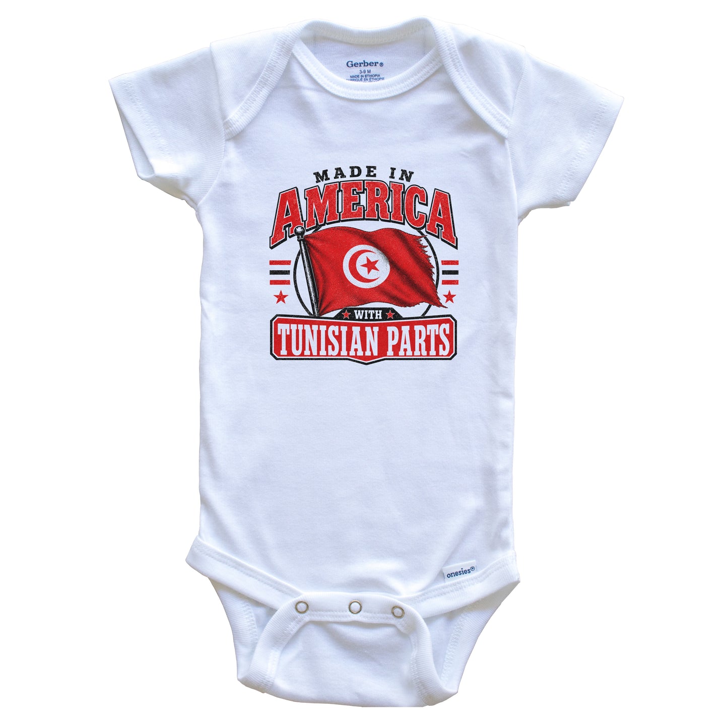 Made In America With Tunisian Parts Tunisia Flag Baby Bodysuit