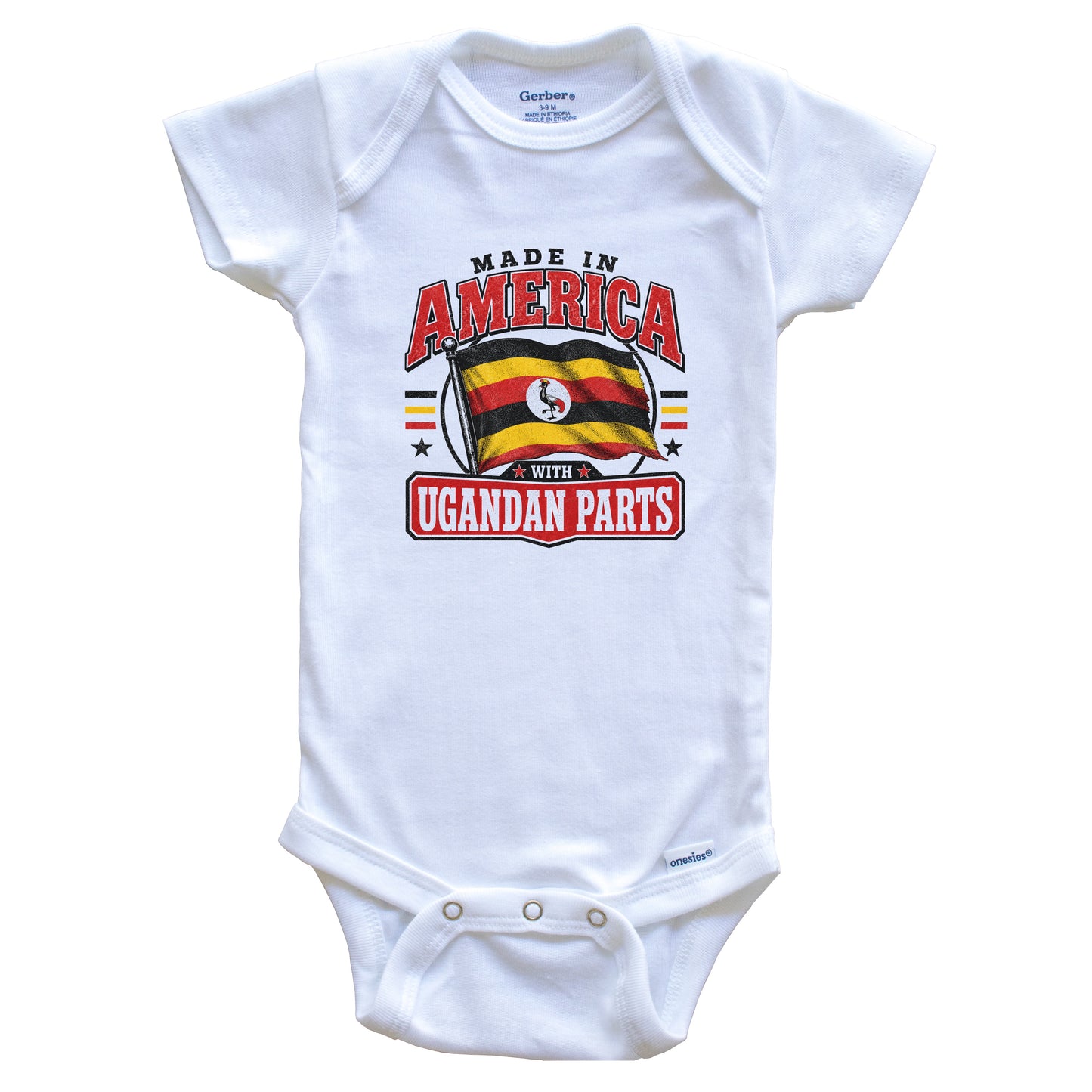 Made In America With Ugandan Parts Uganda Flag Baby Bodysuit