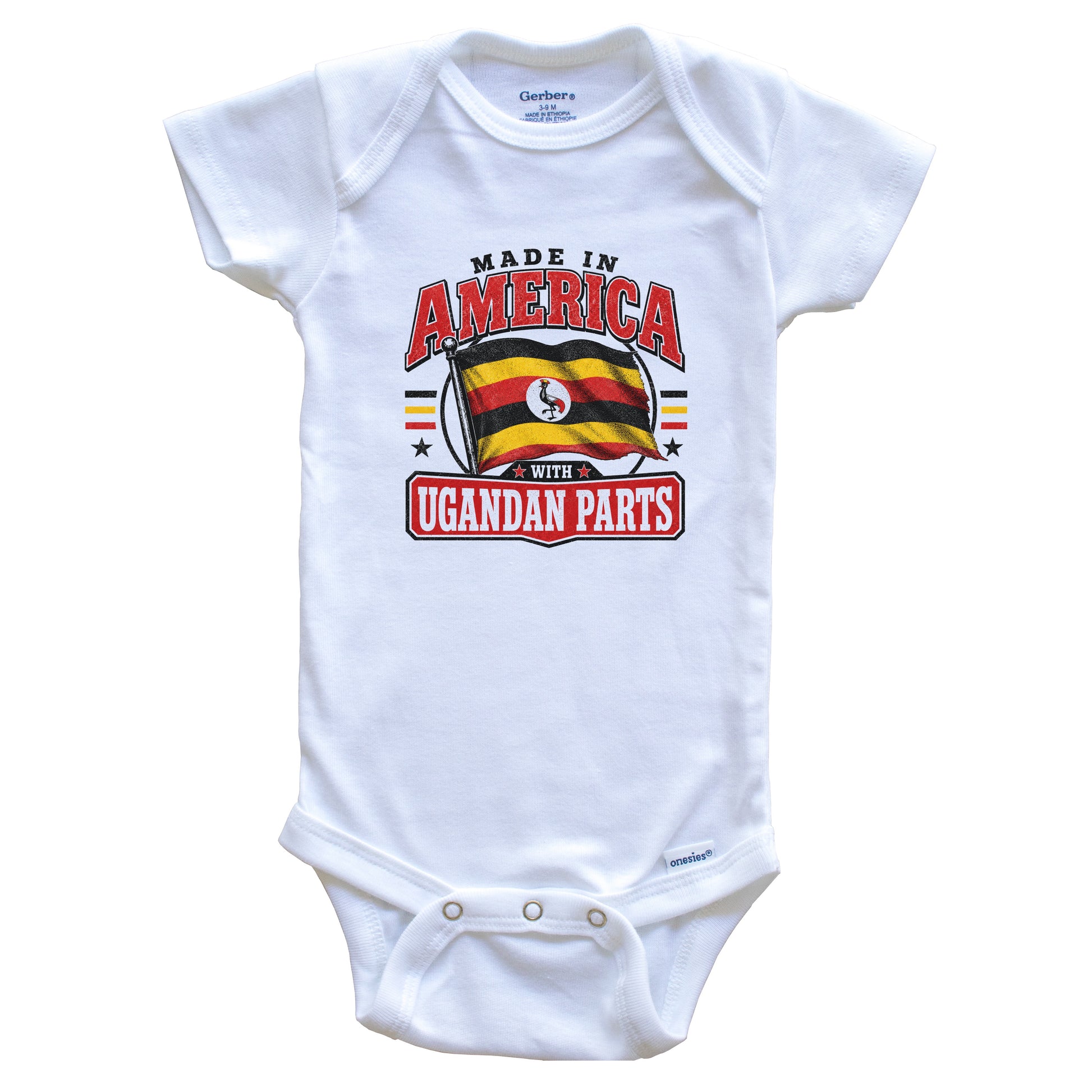 Made In America With Ugandan Parts Uganda Flag Baby Bodysuit
