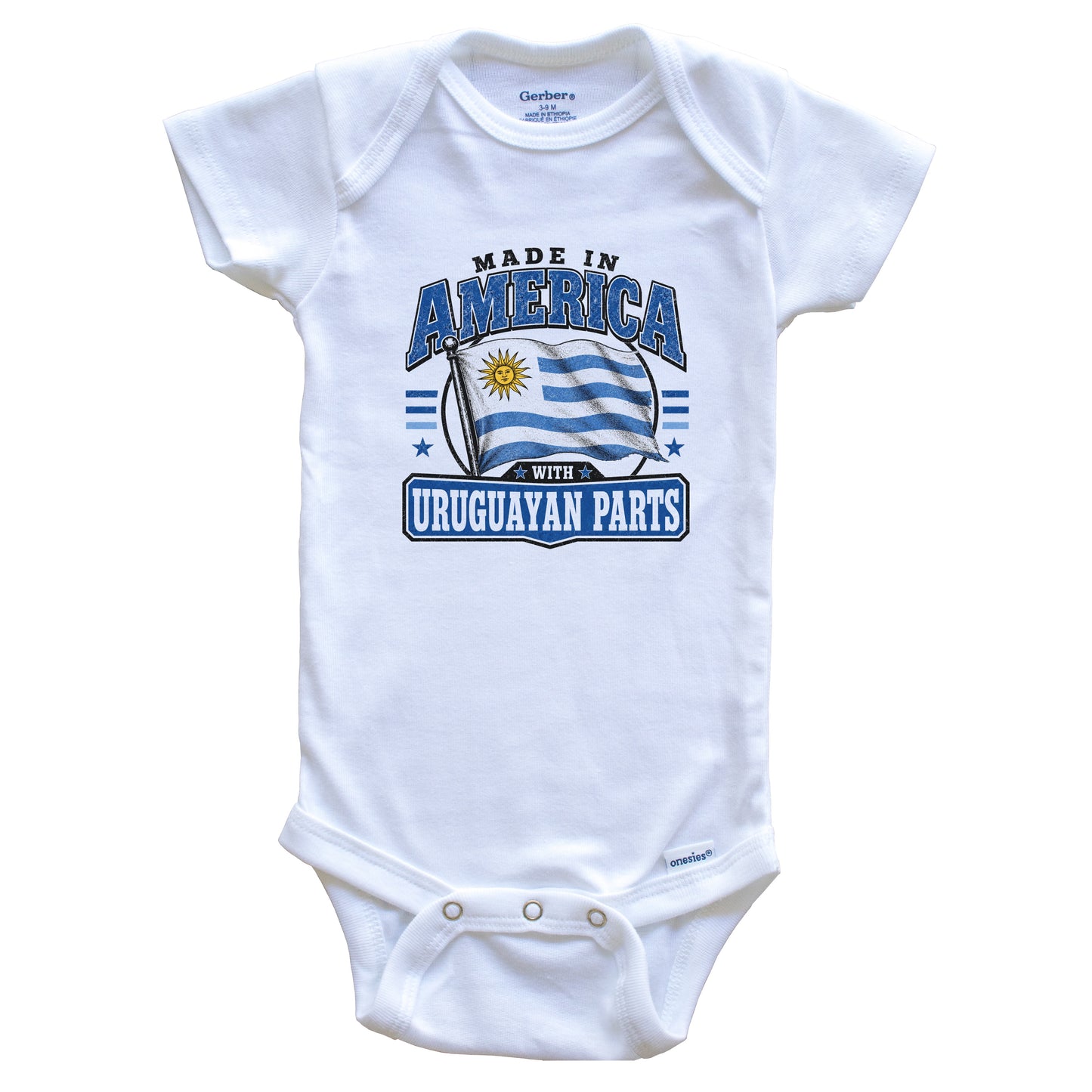 Made In America With Uruguayan Parts Uruguay Flag Baby Bodysuit