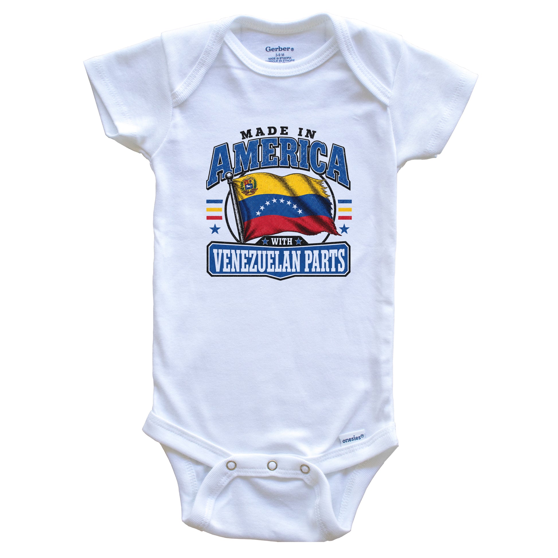 Made In America With Venezuelan Parts Venezuela Flag Baby Bodysuit