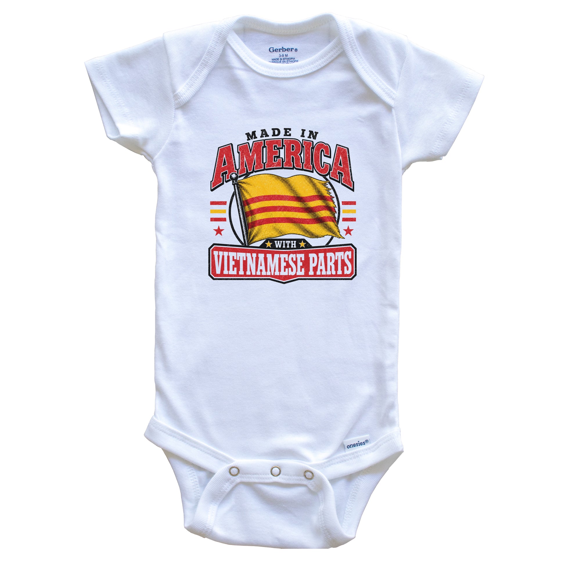 Made In America With Vietnamese Parts Vietnam Flag Baby Bodysuit