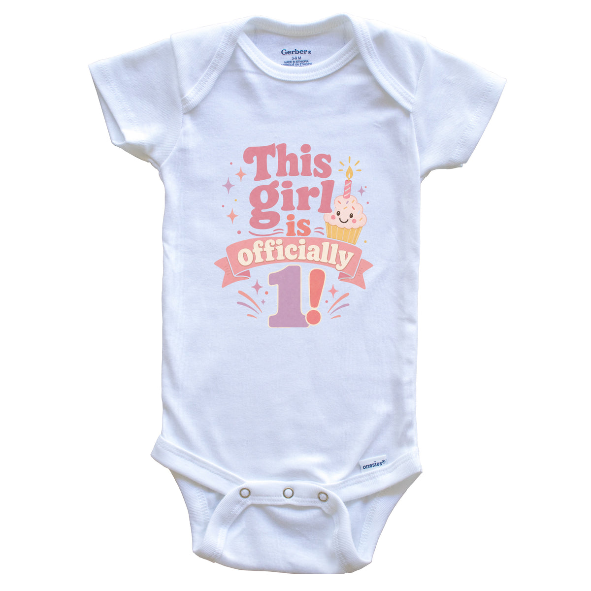 This Girl Is Officially One Year Old First Birthday Baby Bodysuit v2