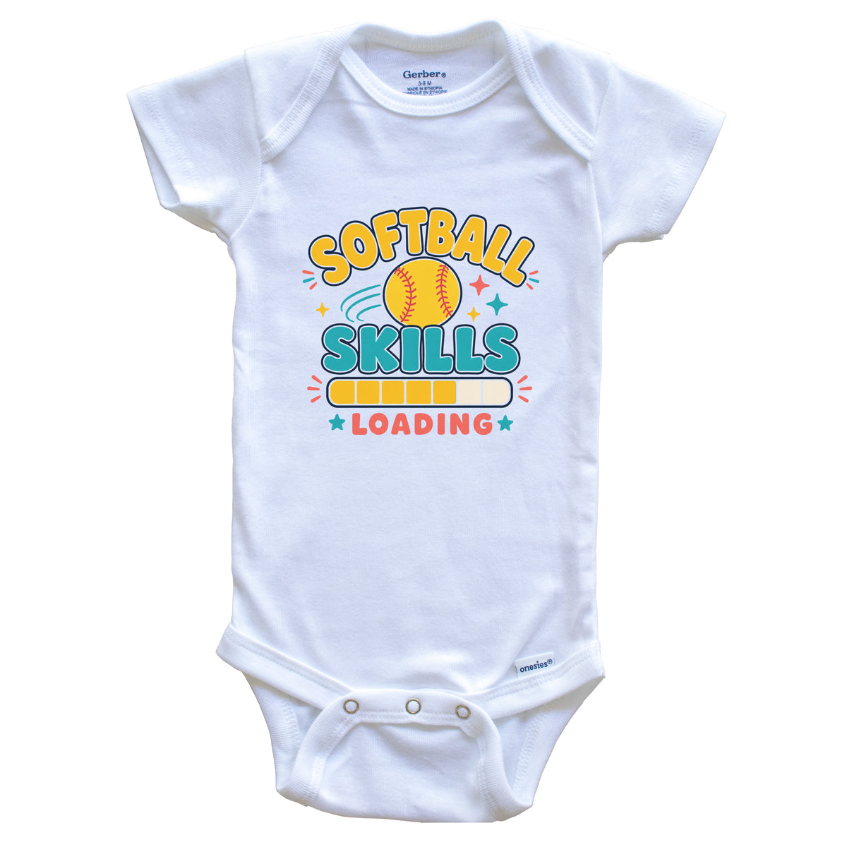 Softball Skills Loading Funny Sports Humor Baby Bodysuit