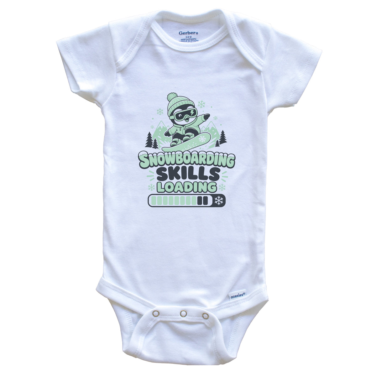 Snowboarding Skills Loading Funny Snowboard Humor Baby Bodysuit