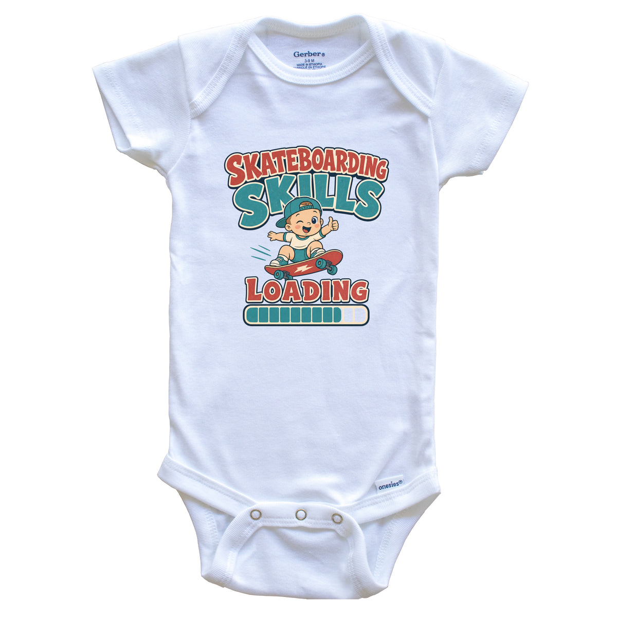 Skateboarding Skills Loading Funny Skateboard Humor Baby Bodysuit