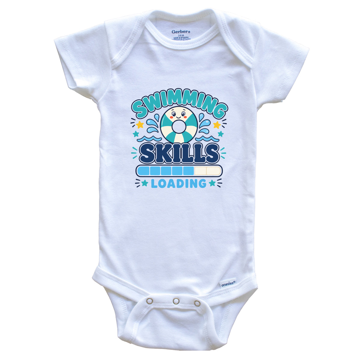 Swimming Skills Loading Funny Swimmer Humor Baby Bodysuit