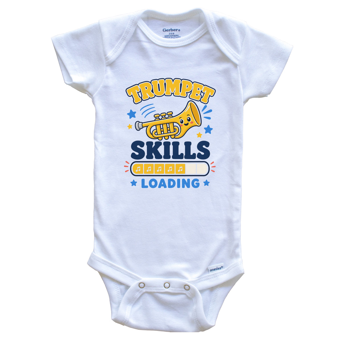 Trumpet Skills Loading Funny Musician Humor Baby Bodysuit