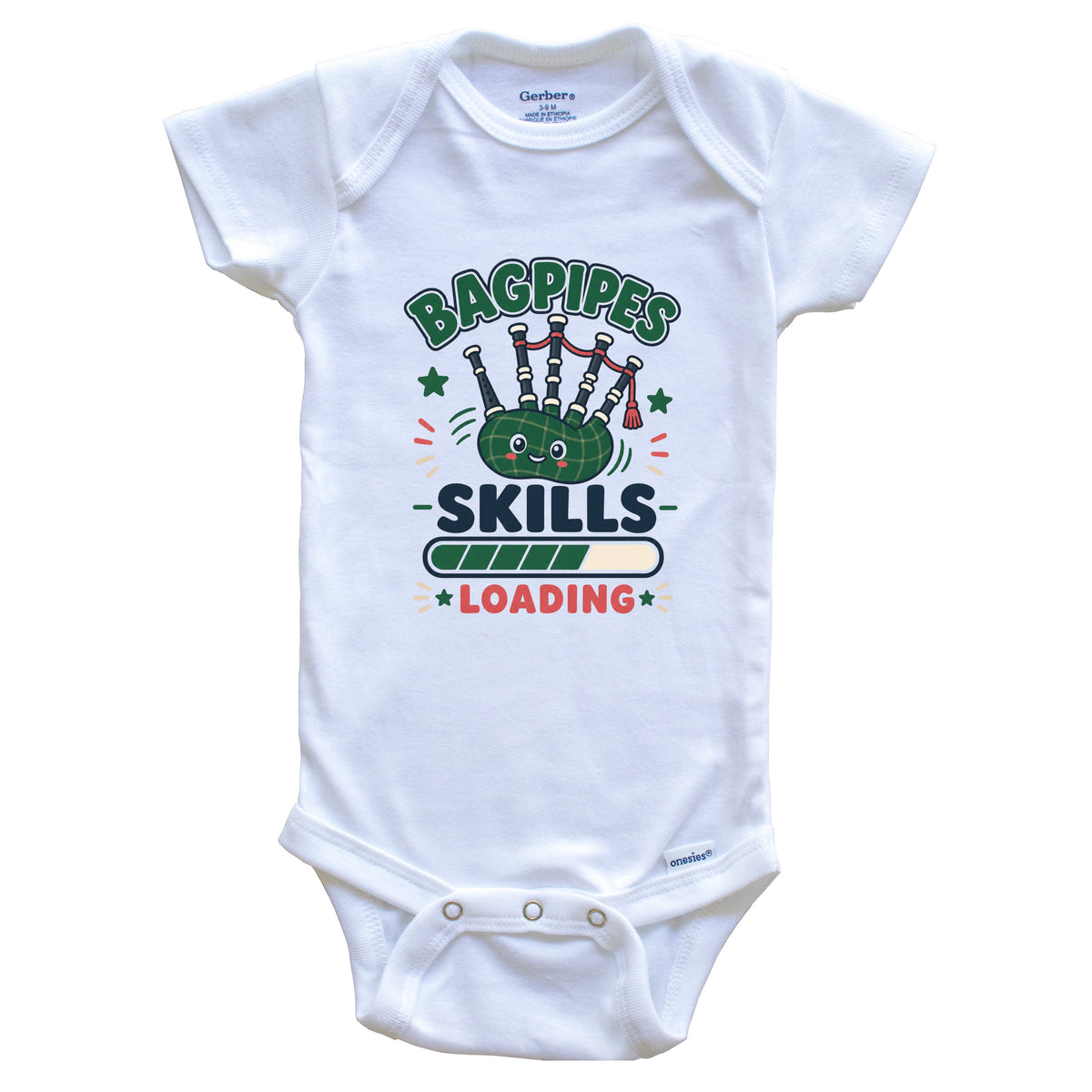 Bagpipes Skills Loading Funny Musician Humor Baby Bodysuit