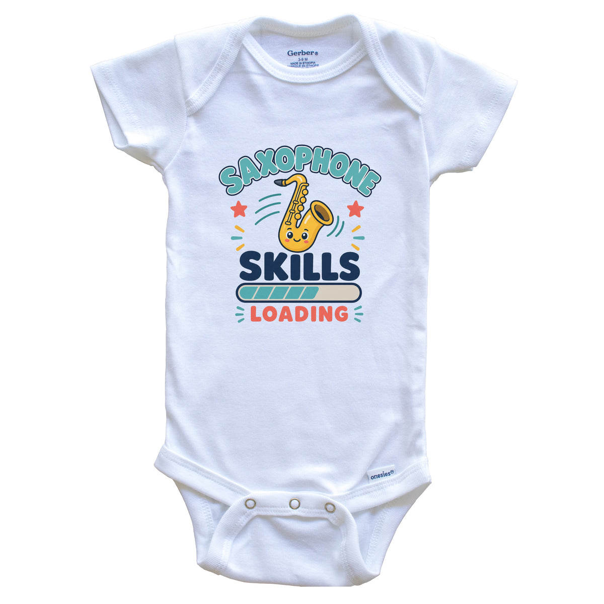 Saxophone Skills Loading Funny Musician Humor Baby Bodysuit