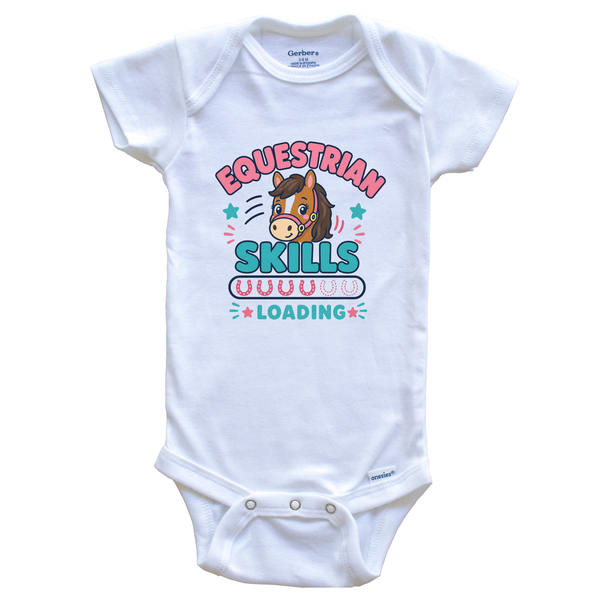 Equestrian Skills Loading Funny Horseback Riding Baby Bodysuit