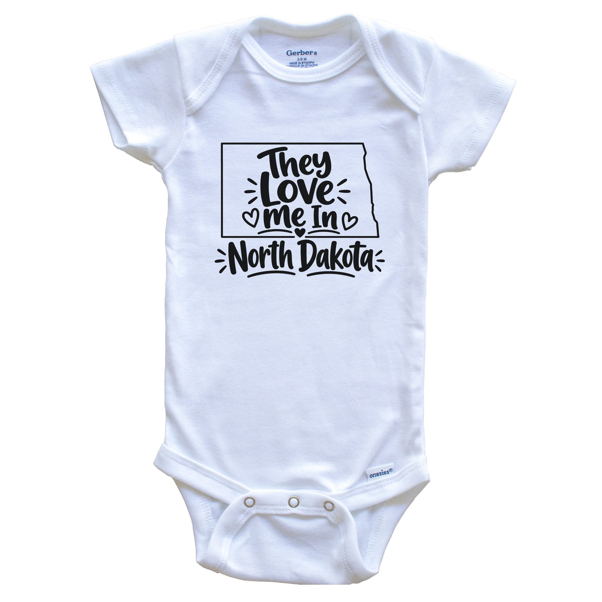 They Love Me In North Dakota Funny Baby Bodysuit
