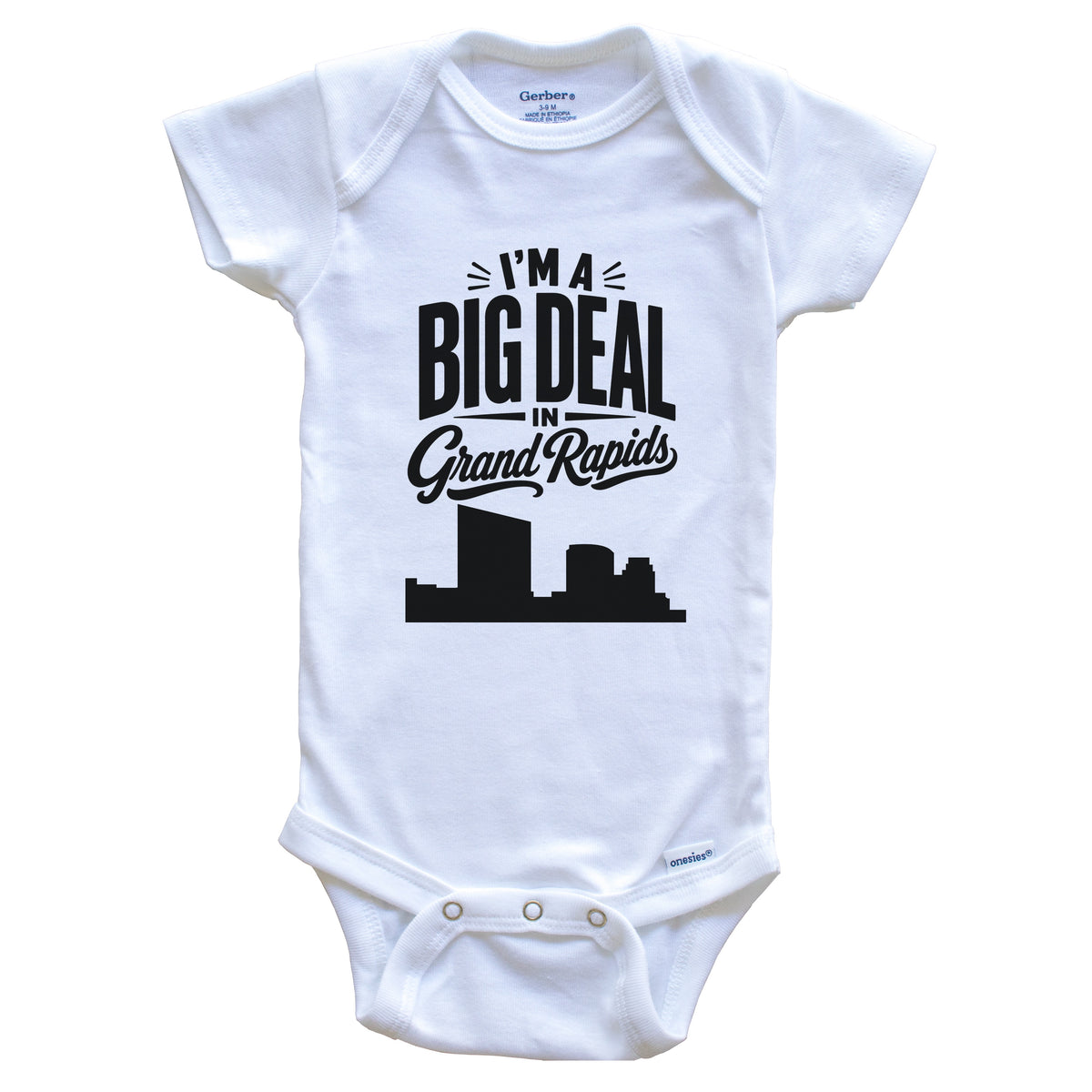 I'm A Big Deal In Grand Rapids Michigan Funny Skyline Baby Bodysuit