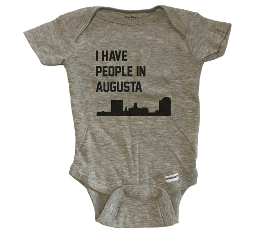 I Have People In Augusta Georgia Skyline Baby Bodysuit - Grey
