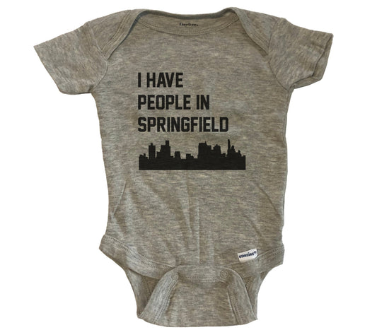I Have People In Springfield Illinois Skyline Baby Bodysuit - Grey