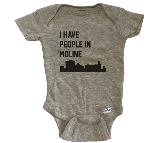 I Have People In Moline Illinois Skyline Baby Bodysuit - Grey