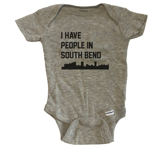 I Have People In South Bend Indiana Skyline Baby Bodysuit - Grey