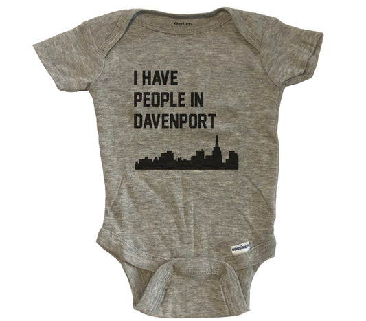 I Have People In Davenport Iowa Skyline Baby Bodysuit - Grey