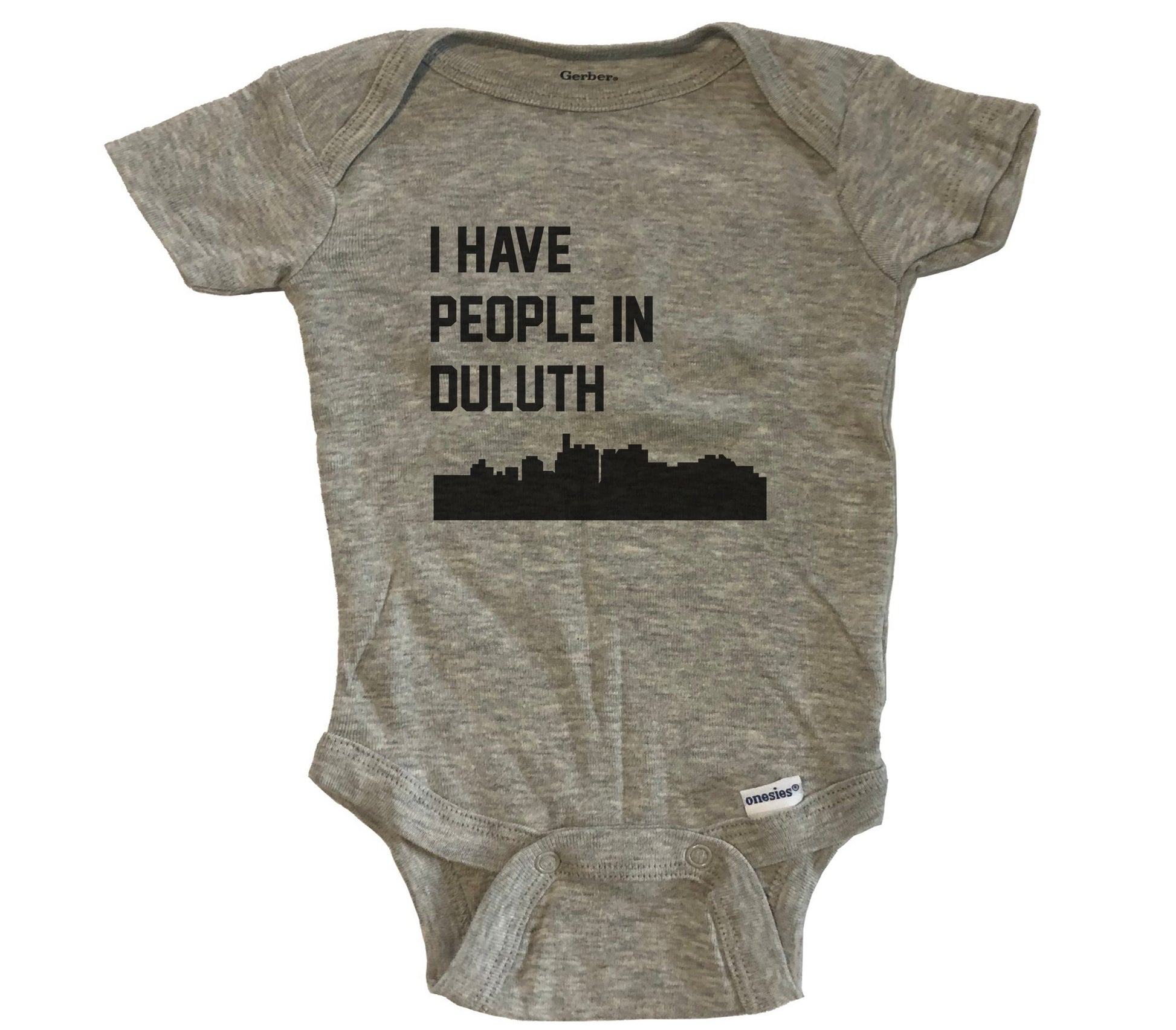 I Have People In Duluth Minnesota Skyline Baby Bodysuit - Grey