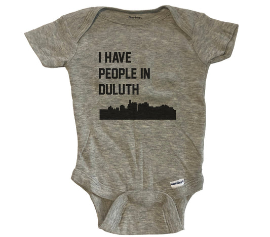 I Have People In Duluth Minnesota Skyline Baby Bodysuit - Grey