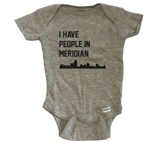 I Have People In Meridian Mississippi Skyline Baby Bodysuit - Grey