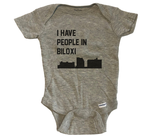 I Have People In Biloxi Mississippi Skyline Baby Bodysuit - Grey