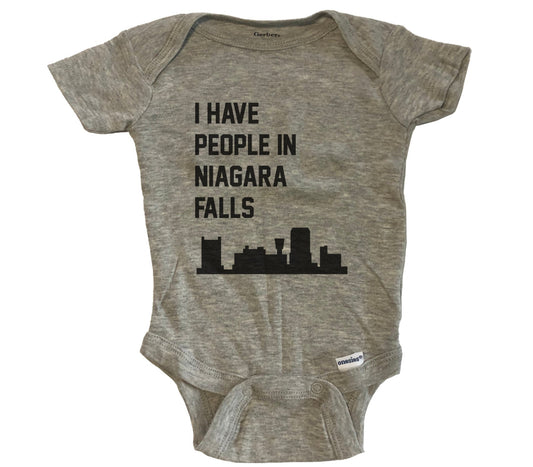 I Have People In Niagara Falls New York Skyline Baby Bodysuit - Grey