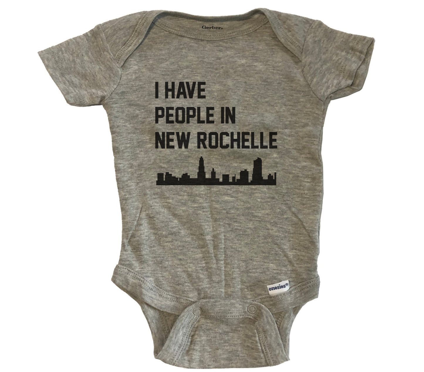 I Have People In New Rochelle New York Skyline Baby Bodysuit - Grey