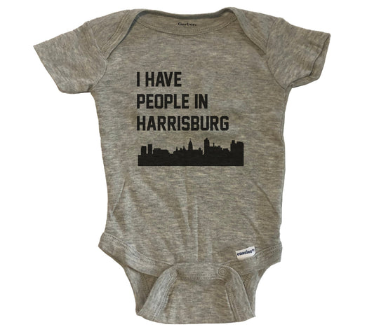 I Have People In Harrisburg Pennsylvania Skyline Baby Bodysuit - Grey