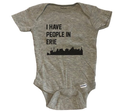 I Have People In Erie Pennsylvania Skyline Baby Bodysuit - Grey