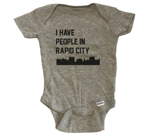 I Have People In Rapid City South Dakota Skyline Baby Bodysuit - Grey