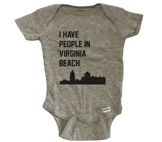 I Have People In Virginia Beach Virginia Skyline Baby Bodysuit - Grey