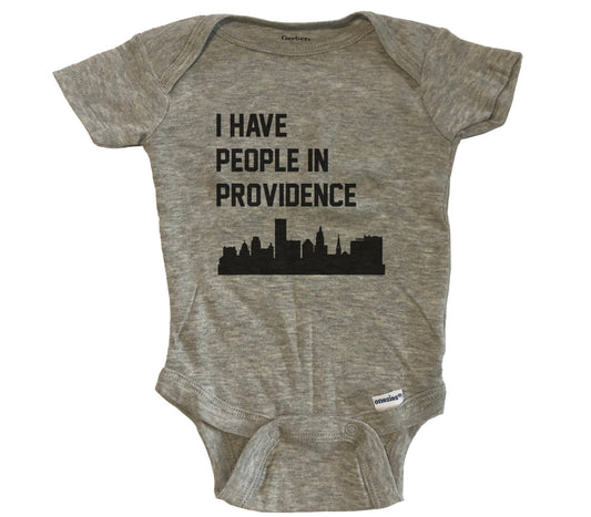 I Have People In Providence Rhode Island Skyline Baby Bodysuit - Grey