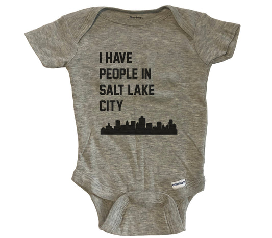I Have People In Salt Lake City Utah Skyline Baby Bodysuit - Grey