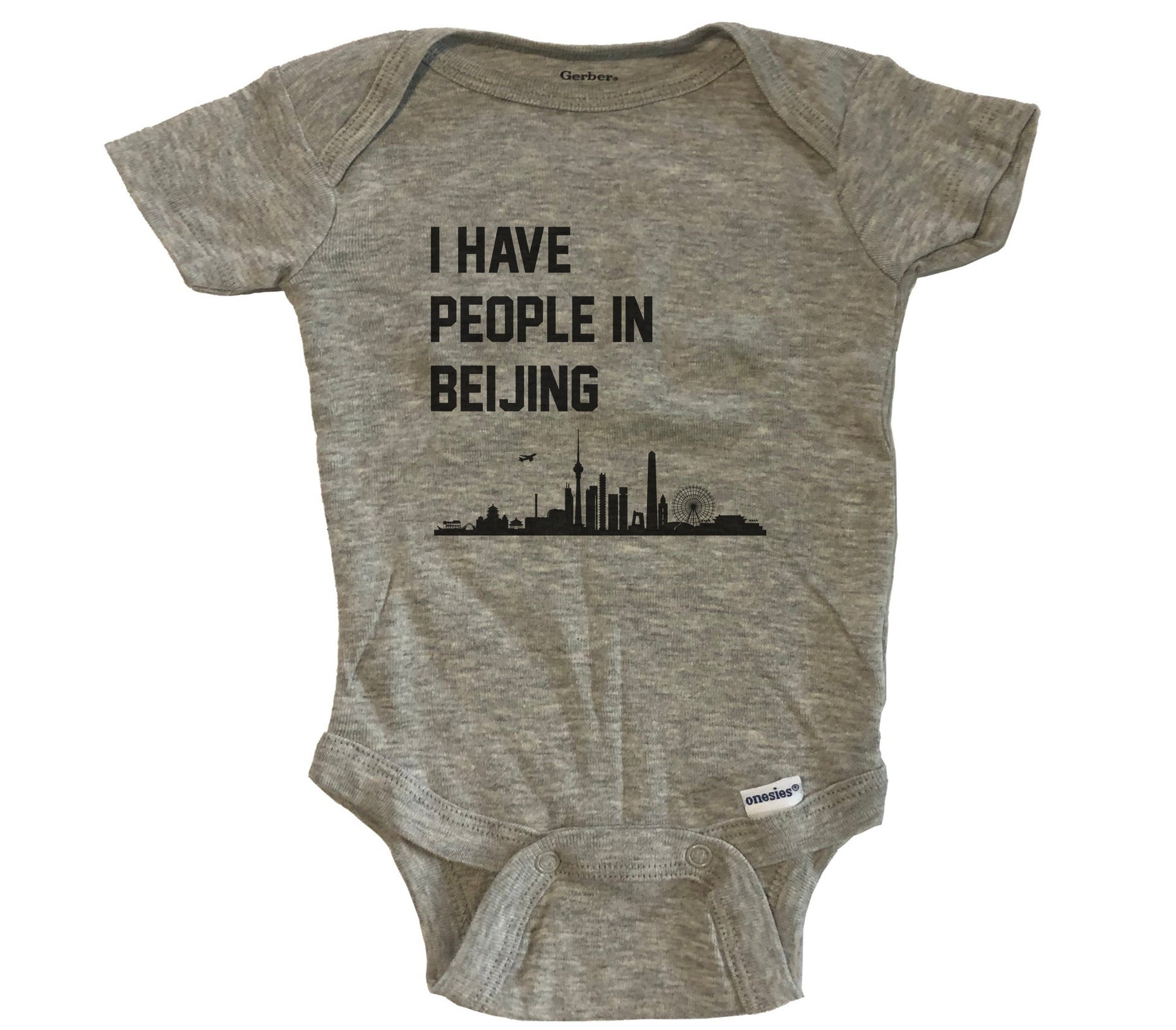 I Have People In Beijing China Skyline Baby Bodysuit - Grey