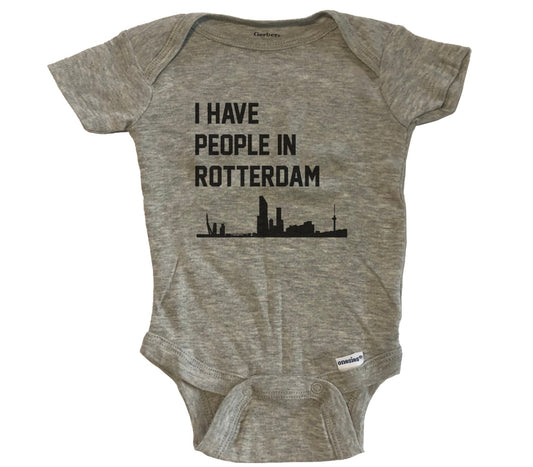 I Have People In Rotterdam Netherlands Skyline Baby Bodysuit - Grey